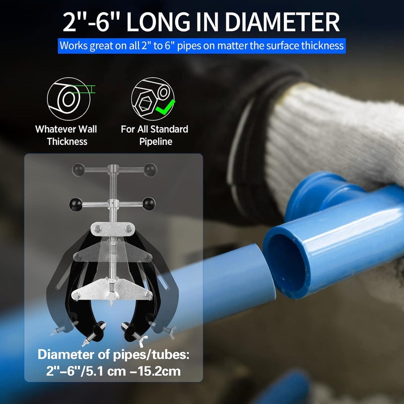 ajee Pipe Clamp, 2 to 6 in, Steel Pipe Alignment Tool with Lightweight Design, High Strength Ultra Clamp with Quick Acting Screws, Black - Image 3